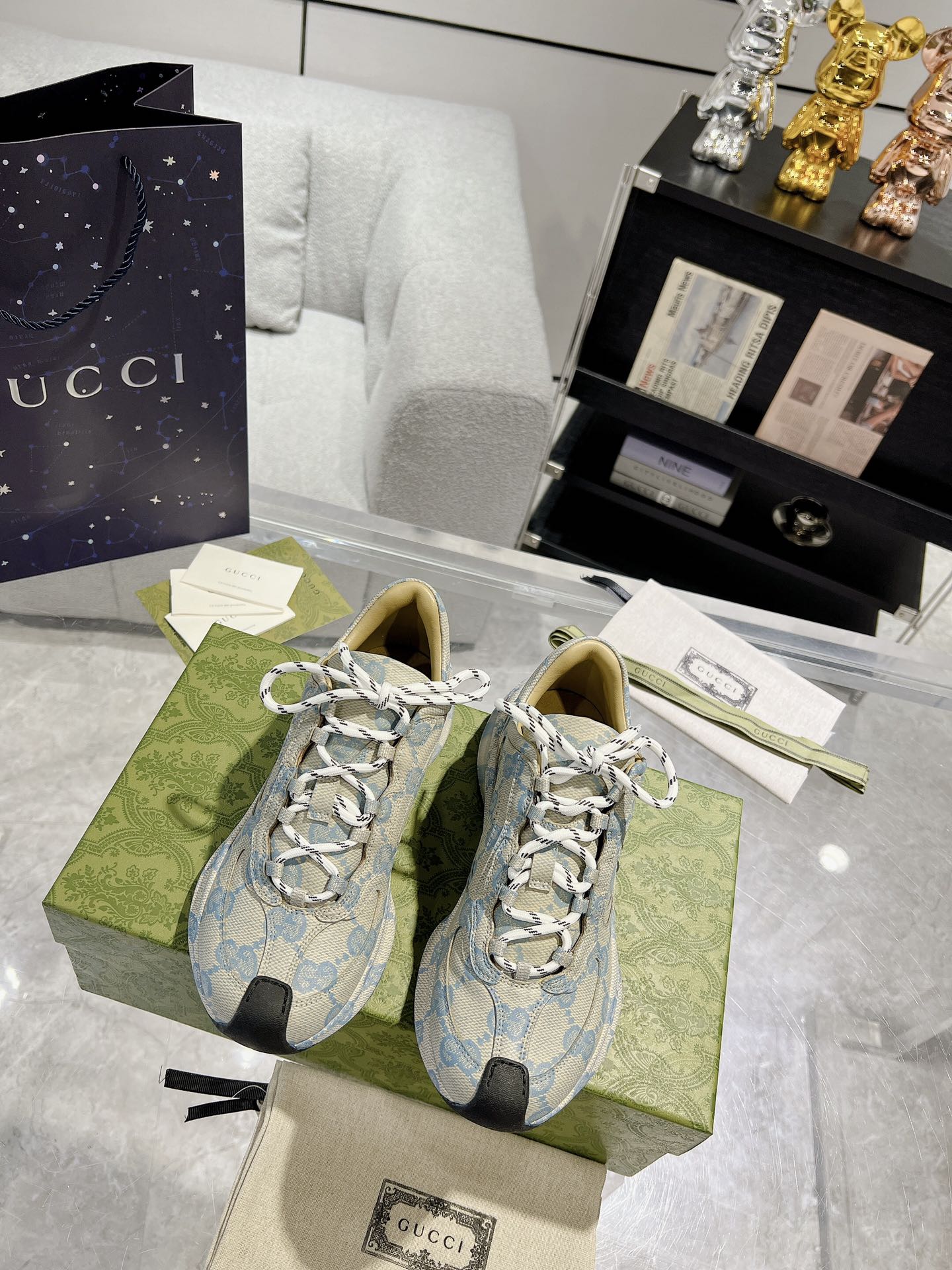   Gucci Run 系列 23ss  新款 水转印运动鞋 