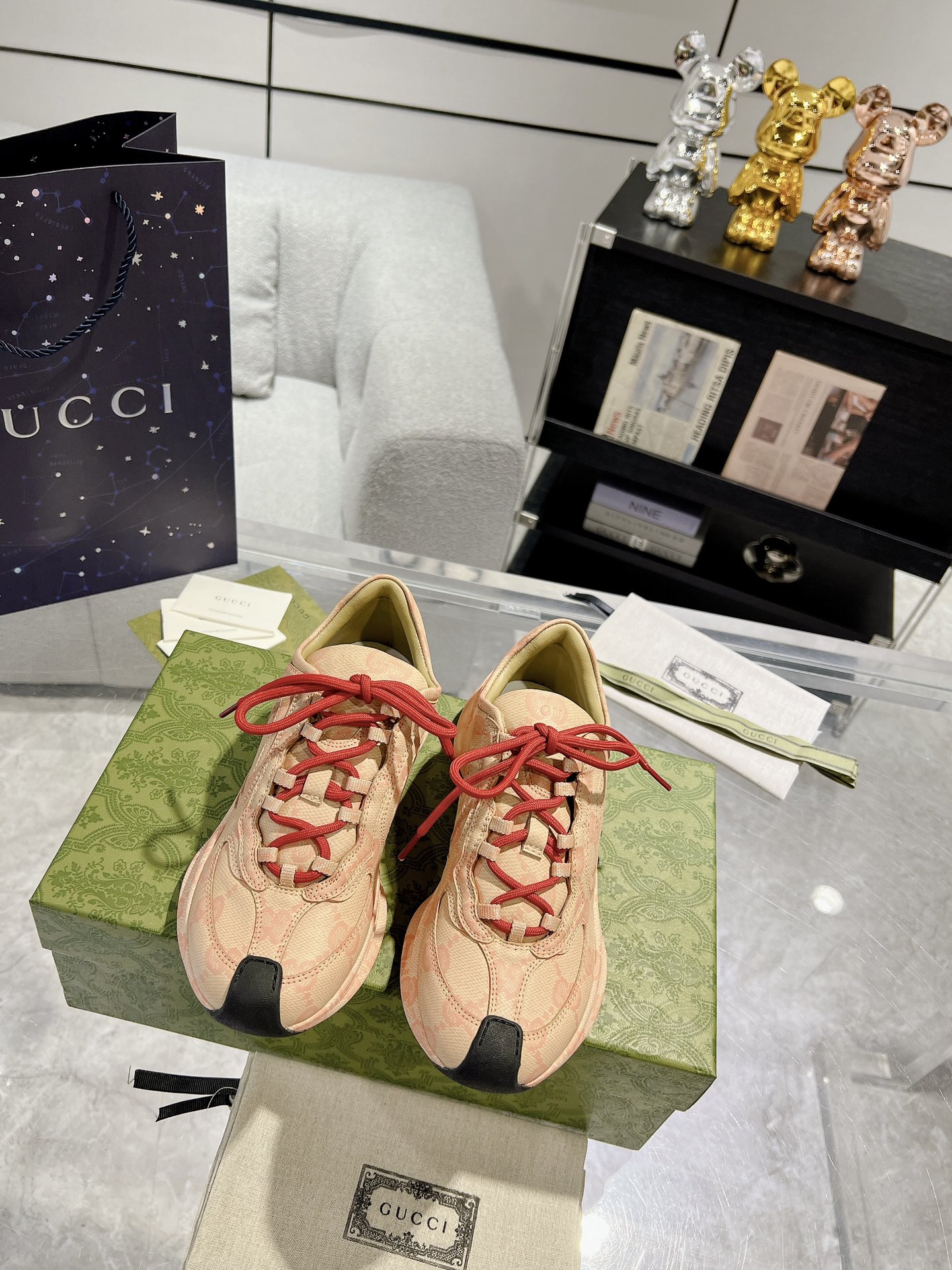 Gucci Run 系列 23ss  新款 水转印运动鞋 