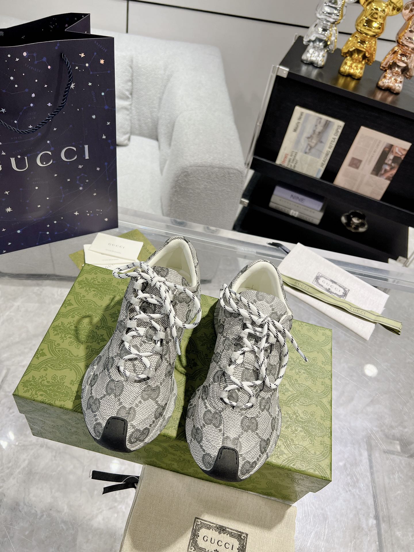  Gucci Run 系列 23ss  新款 水转印运动鞋 