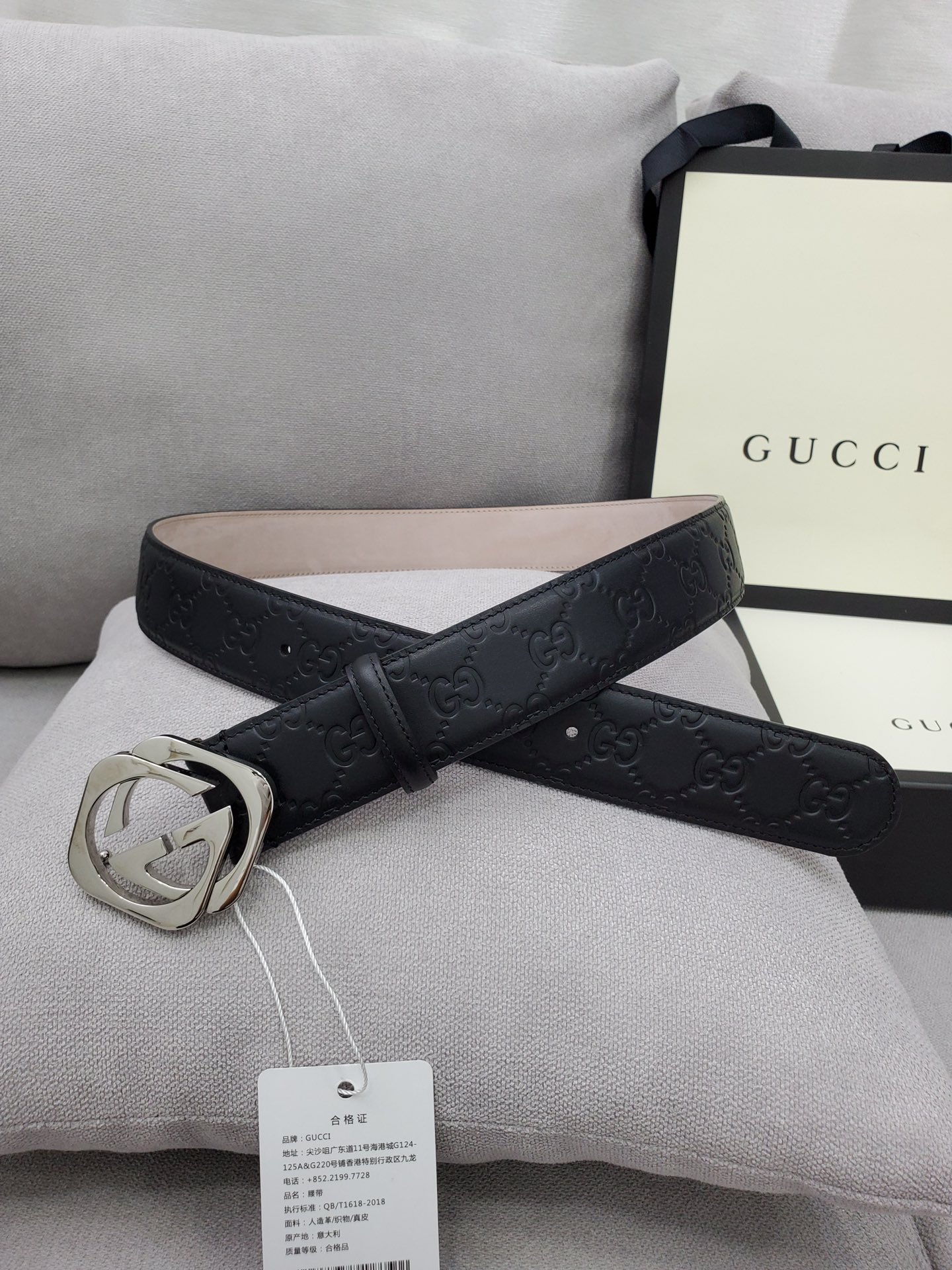 古奇 Gucci 原厂定制皮料 进口磨砂底皮 宽40MM 搭配标志性扣头