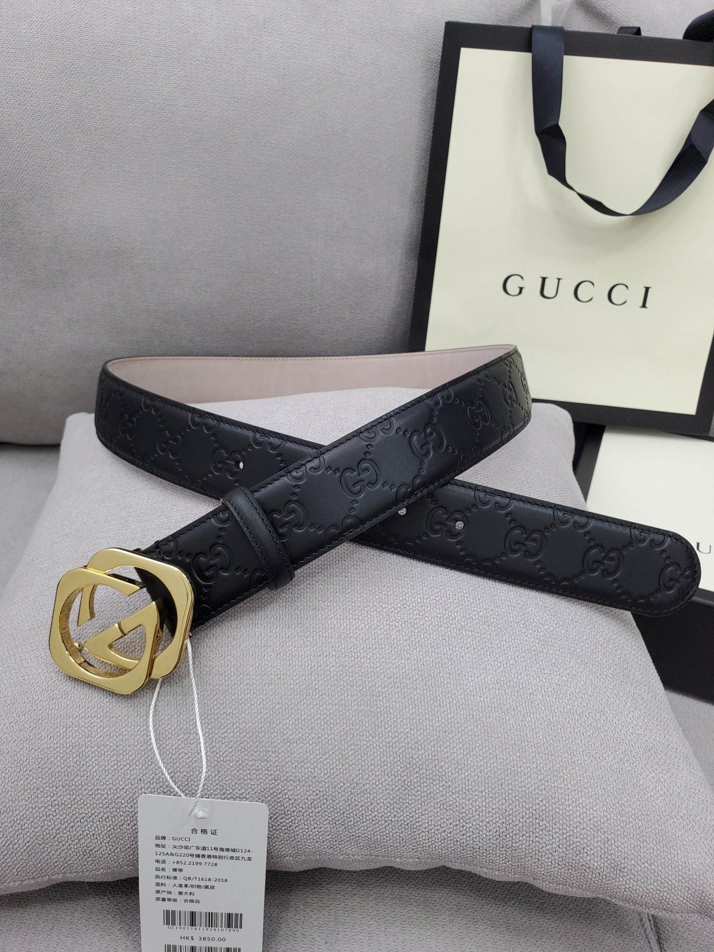 古奇 Gucci 原厂定制皮料 进口磨砂底皮 宽40MM 搭配标志性扣头