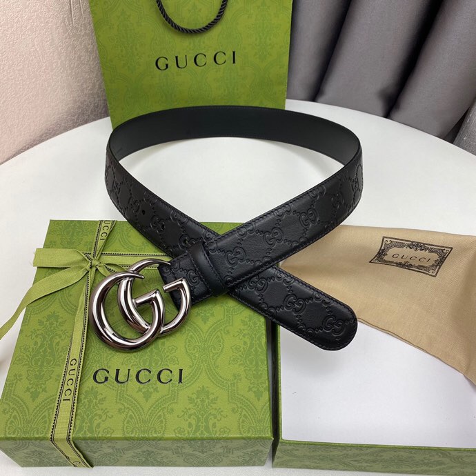古奇 Gucci 原厂定制皮料 进口底皮 宽40MM 搭配标志性扣头 真空电镀 