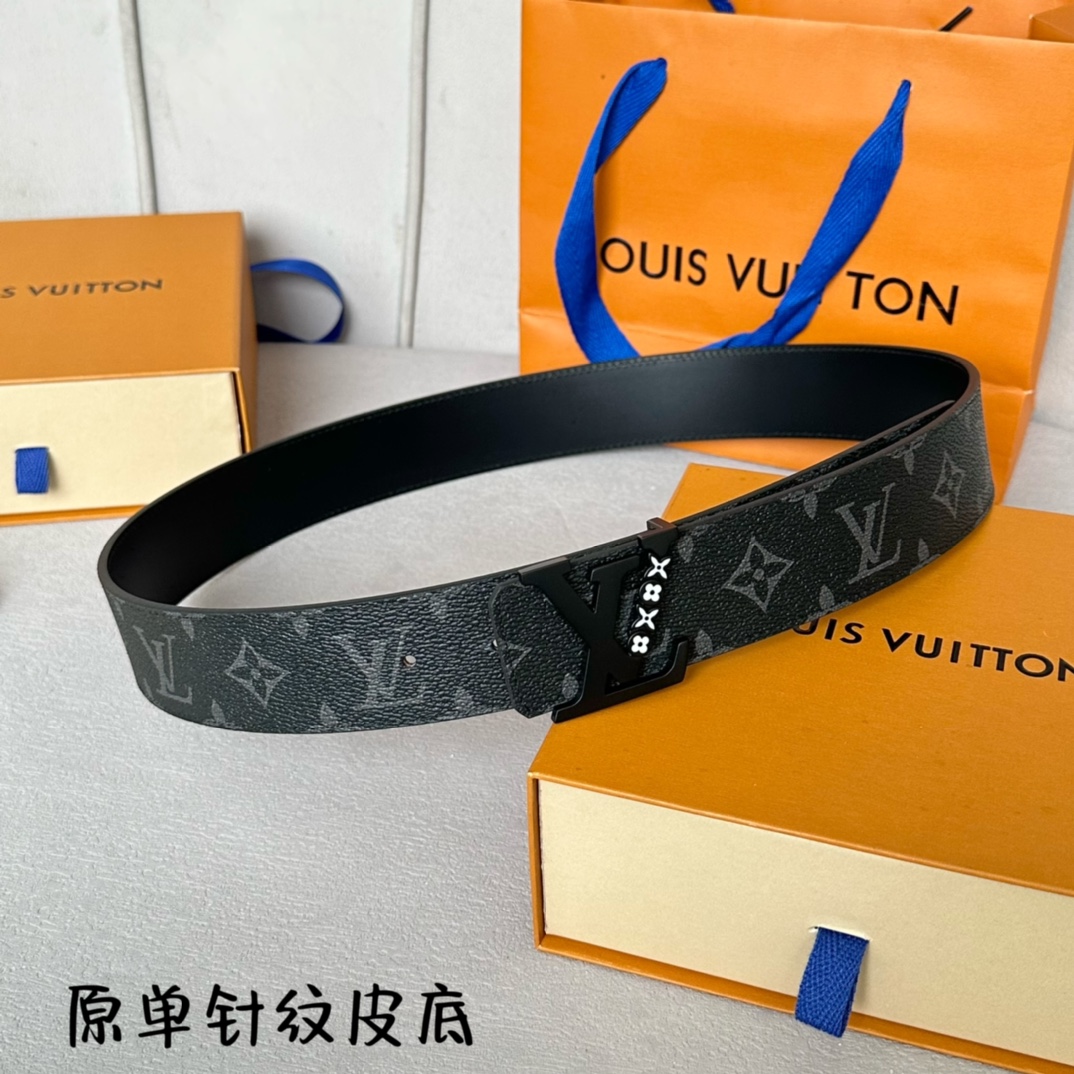 LV 专柜新品 宽40MM 经典专用面料配头层小牛皮 搭精品五金扣头 