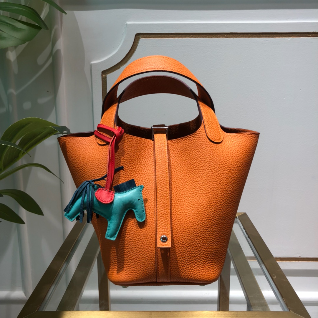 Picotin 经典橙 细节图进口法国蜡线缝制 进口togo小牛 尺寸分别18cm  22cm  