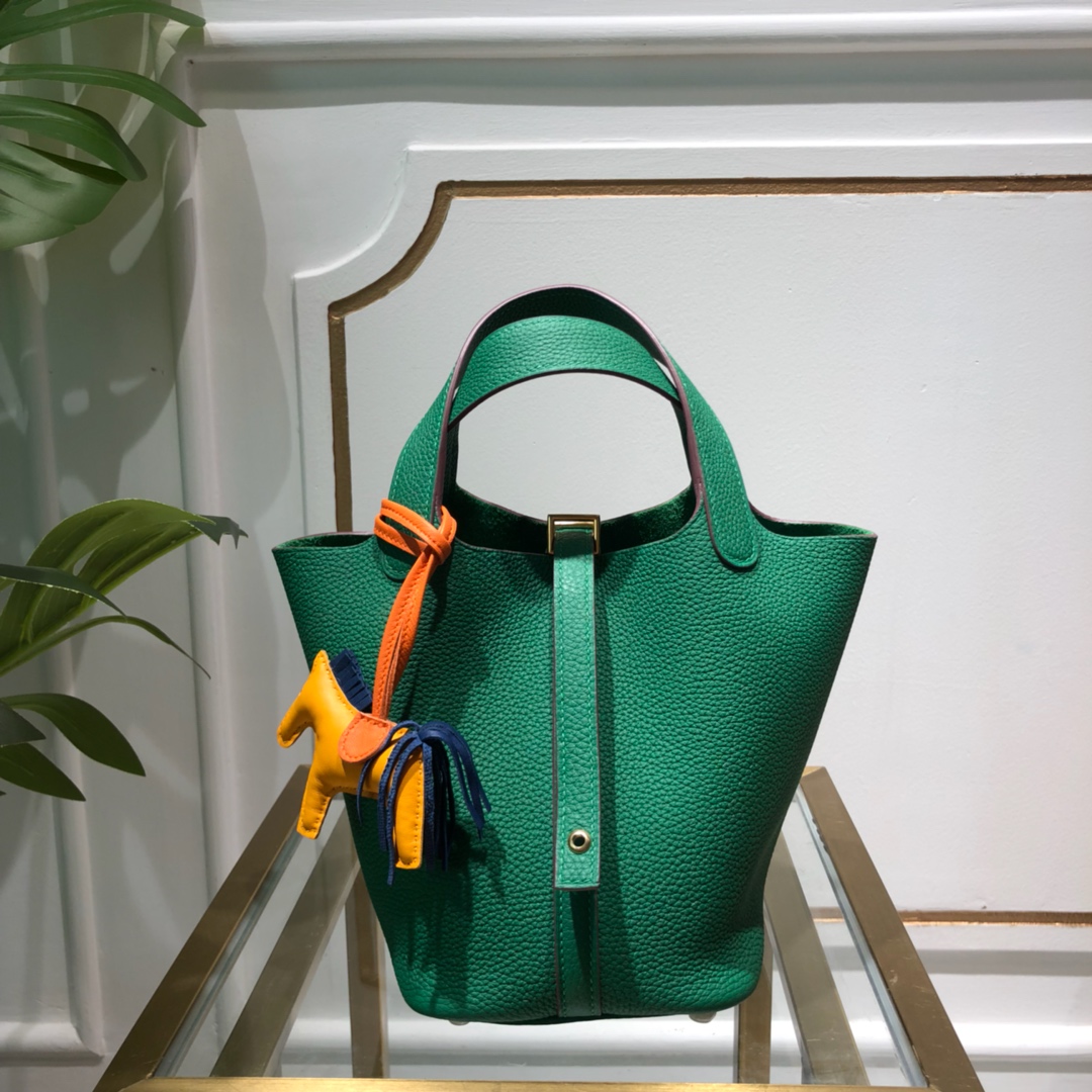 Picotin 丝绒绿 细节图进口法国蜡线缝制 进口togo小牛 尺寸分别18cm  22cm  