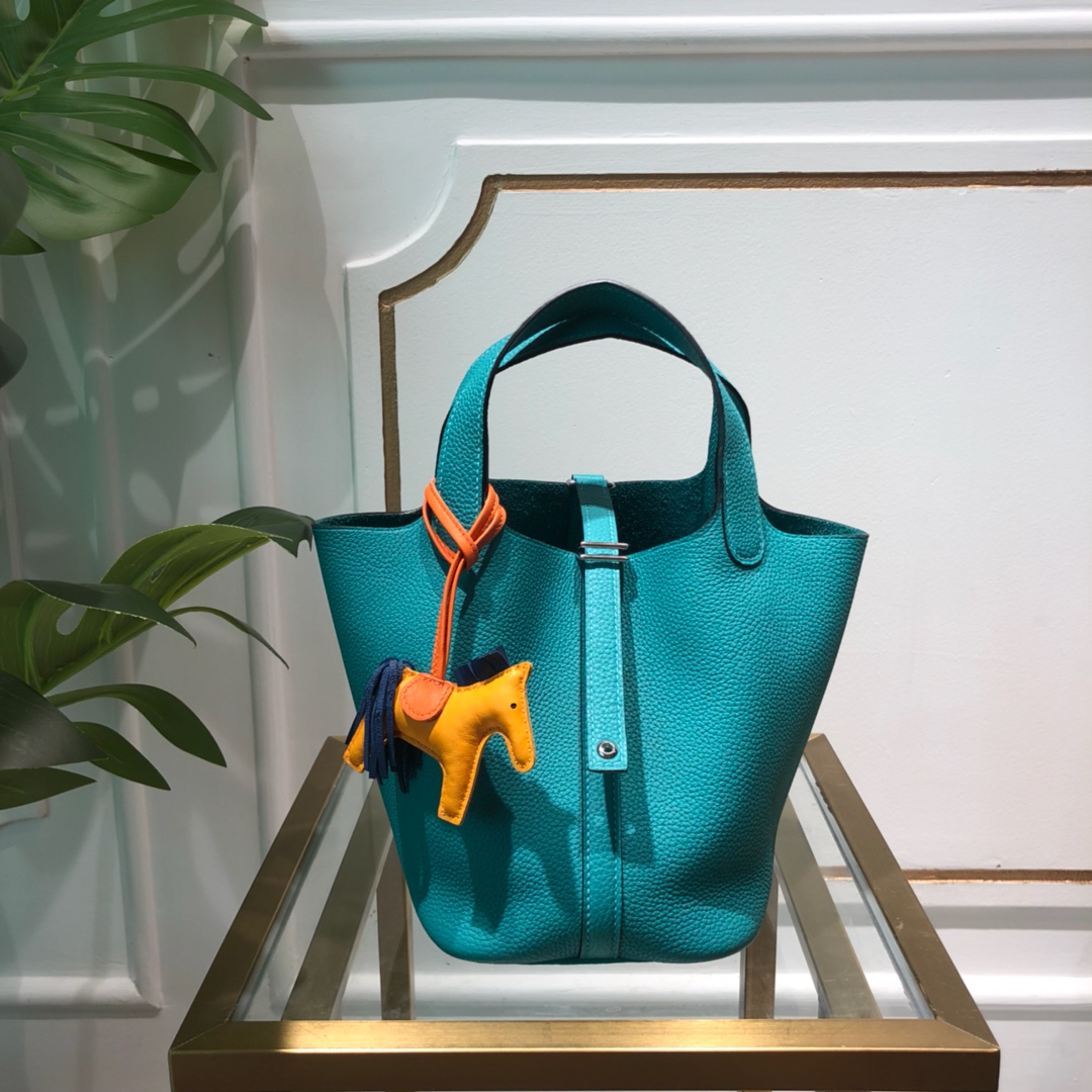 Picotin 孔雀兰 细节图进口法国蜡线缝制 进口togo小牛 尺寸分别18cm  22cm  