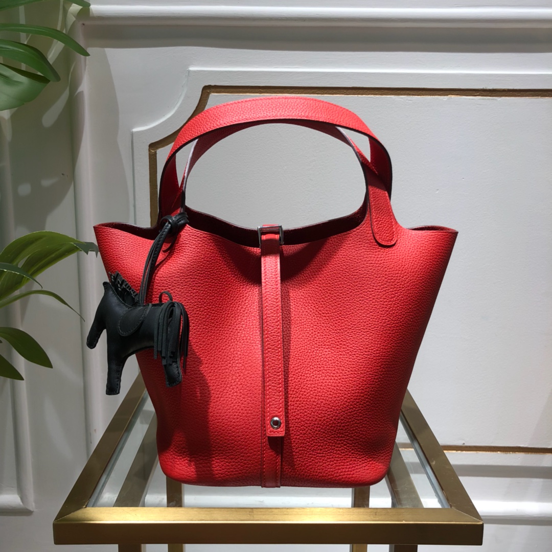 Picotin 红色 细节图 进口法国蜡线缝制 进口togo小牛 尺寸分别18cm  22cm  