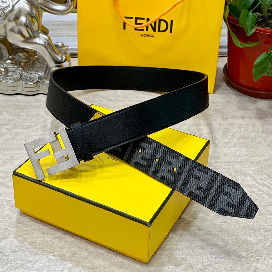 FENDl 芬迪全套包装 宽40MM双面原版小牛皮 搭配单钌钯电镀扣 完美的手感.油边 出众的设计.风格 高贵奢华 时尚大方 高清实拍 货真价实 品质保证